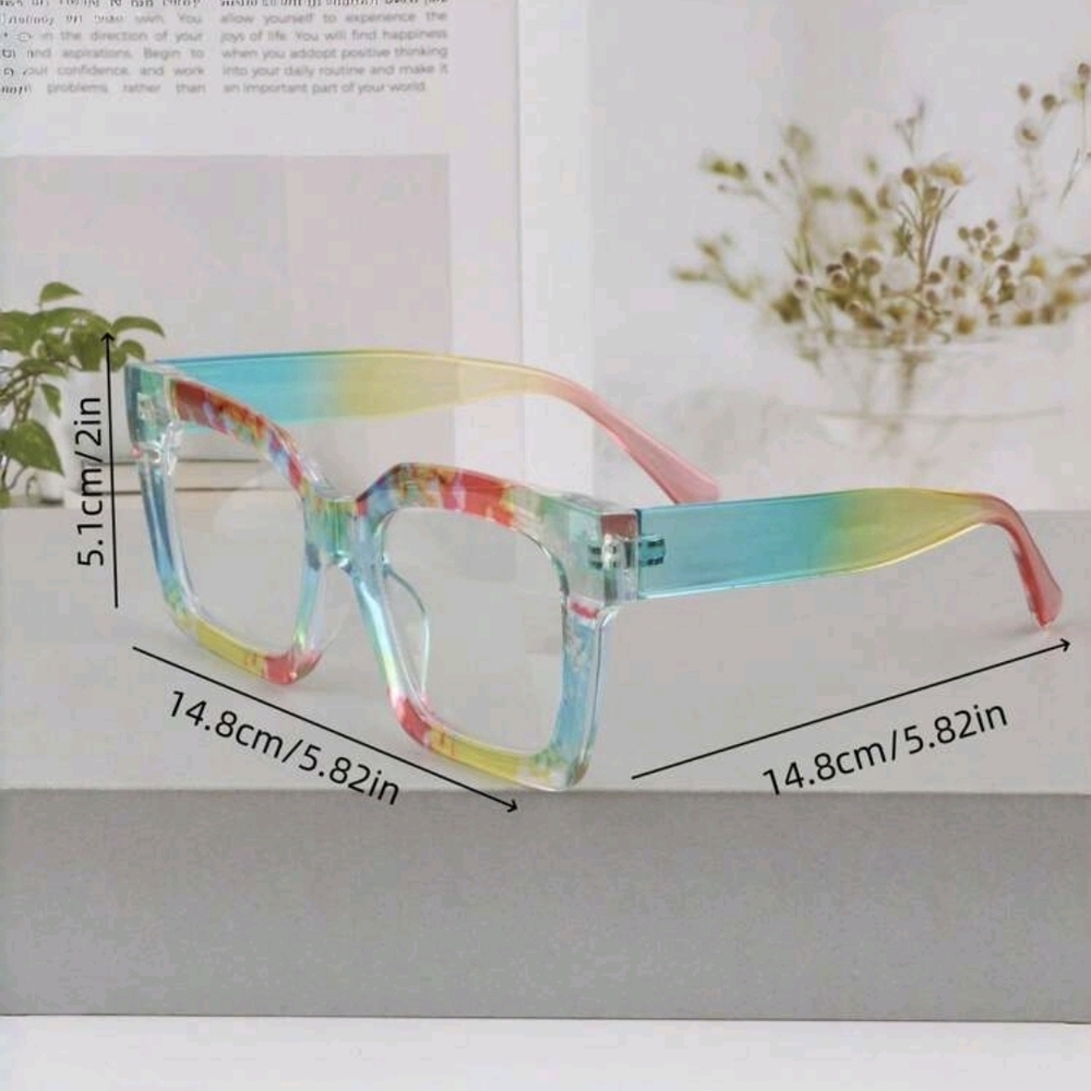 NEW Green Multicolor Leaf Oversized Fashion Glasses - Picture 4 of 11